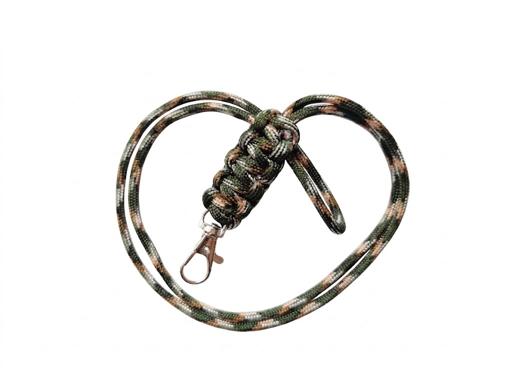 woodland camo - stříbrný klip na klíče